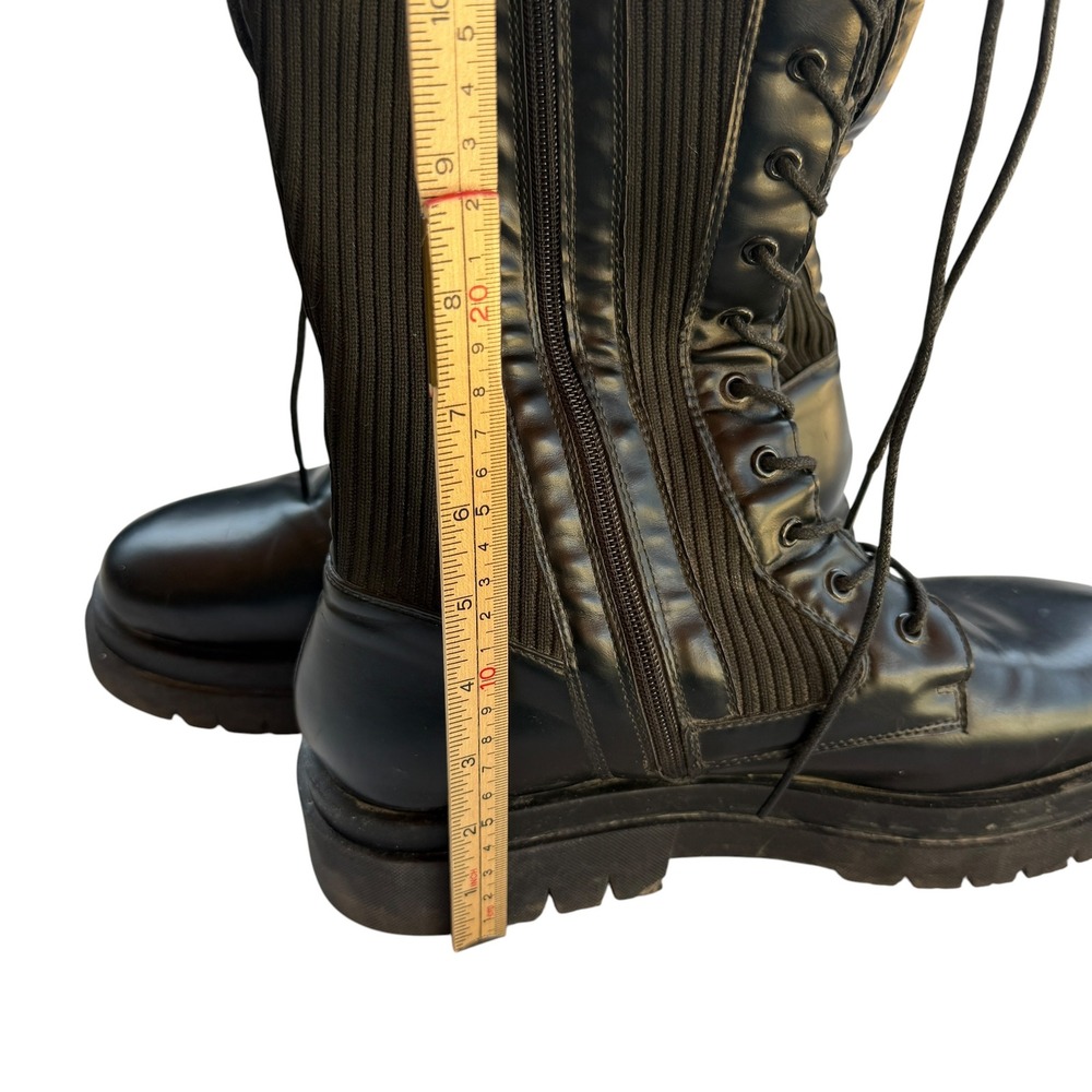 Truffle Collection Combat Boots Womens 10 Black Excellent Vegan Lug Sole Ribbed - Picture 8 of 16